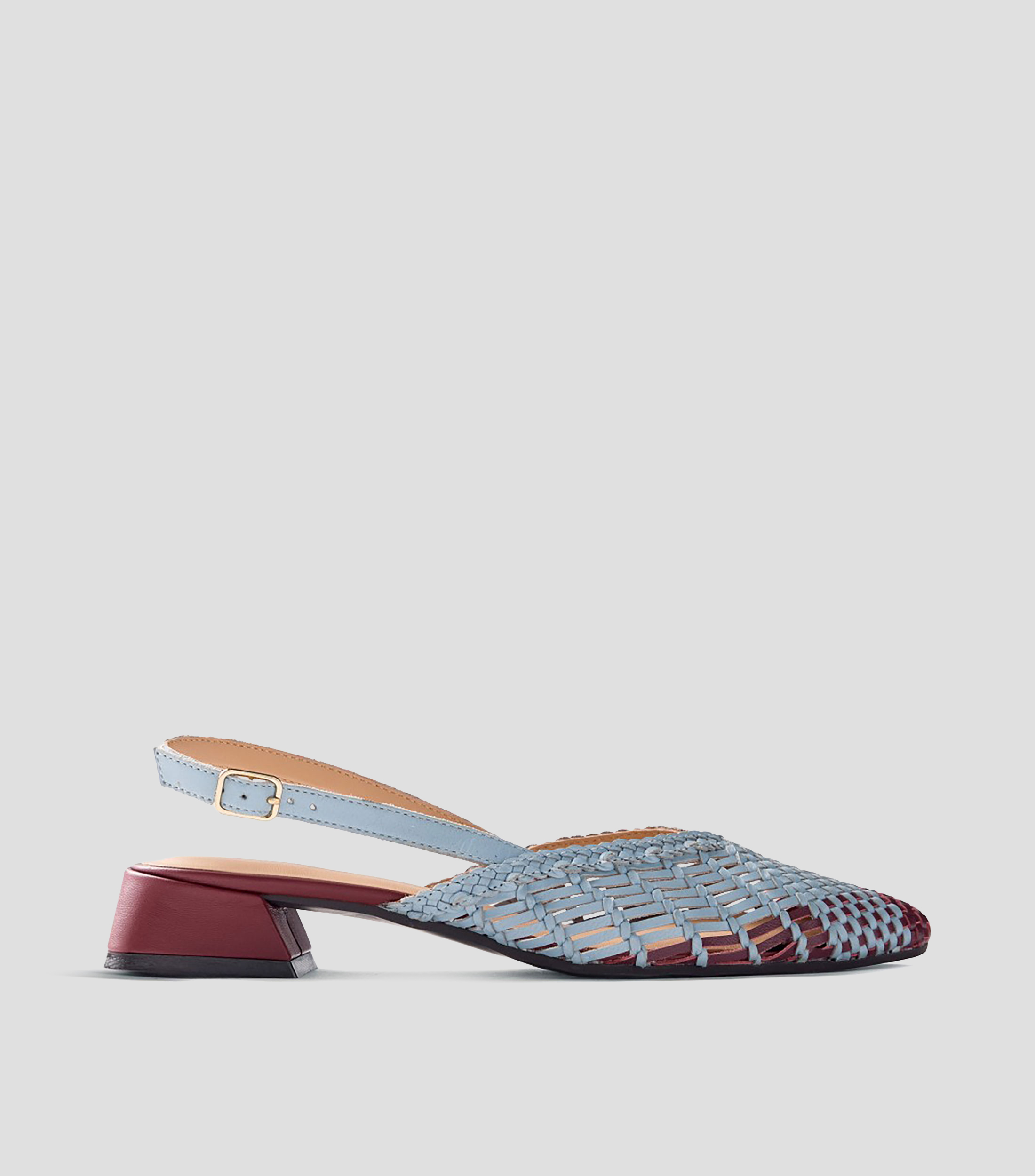 Flats Kehancha en piel con tacón bajo y ancho Mujer